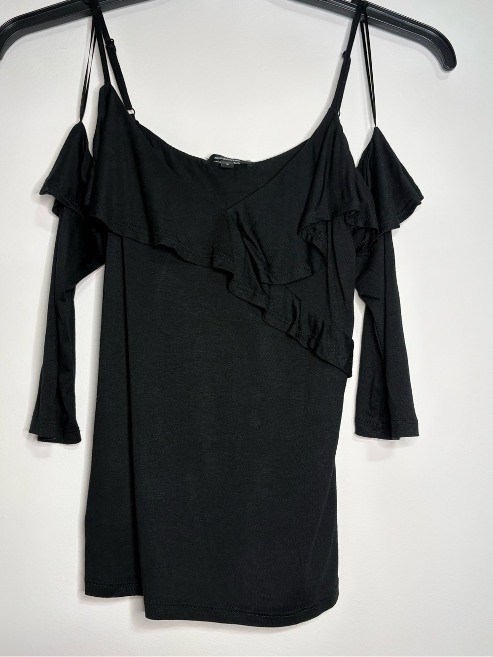 Black Off-Shoulder Ruffle Top